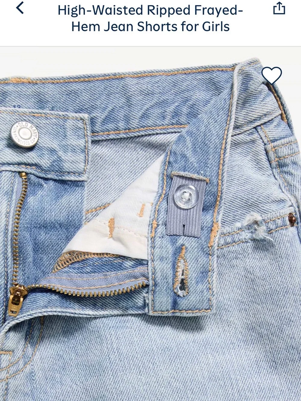 NWT Old Navy High-Waisted Ripped Frayed-Hem Jean Shorts for Girls Size 5